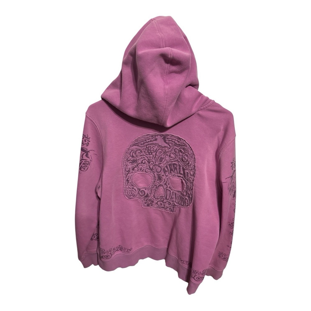 Harley Davidson 1W Jacket Womens 18 Purple Hoodie Full Zip 3D Biker Skull